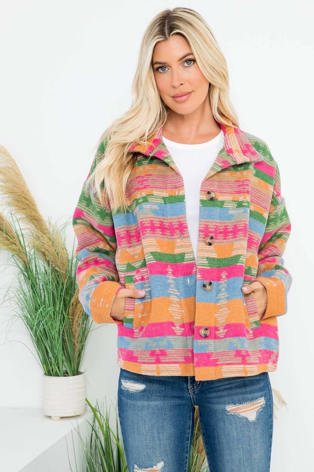 Wool Like Plaid Sherpa Lined Shacket