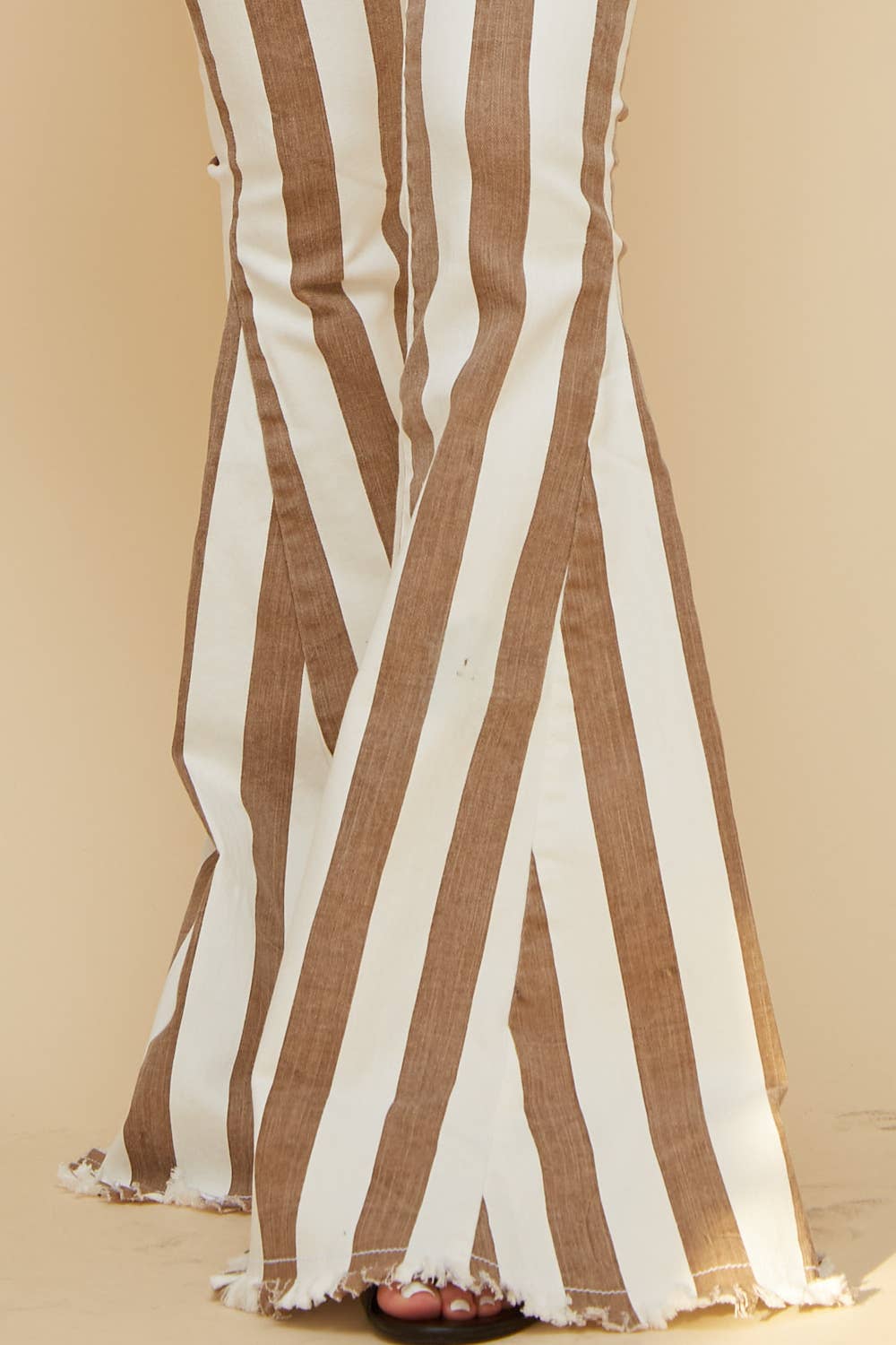 TAUPE STRIPE WESTERN DENIM BELL BOTTOMS