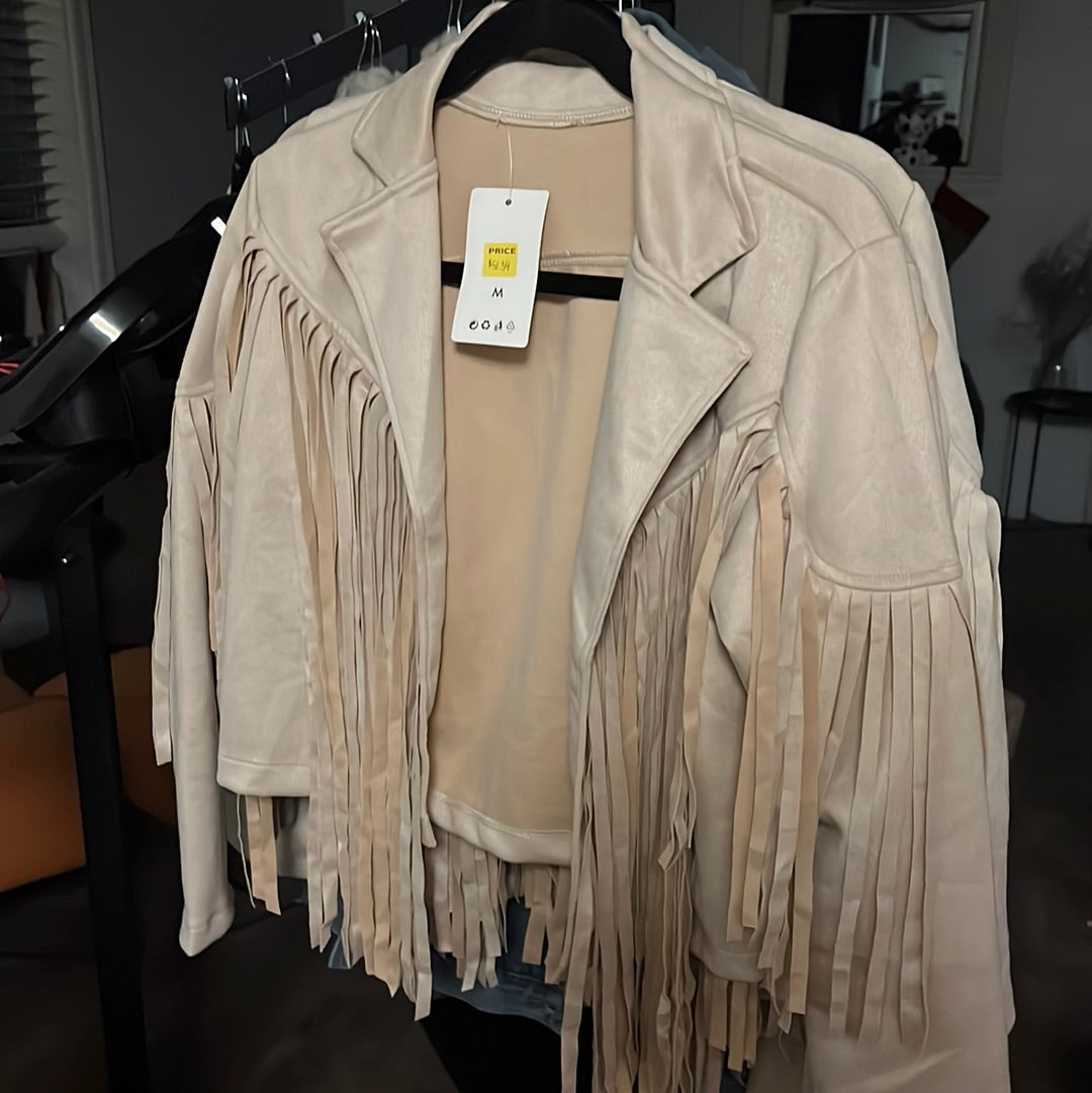 Cream fringe jacket