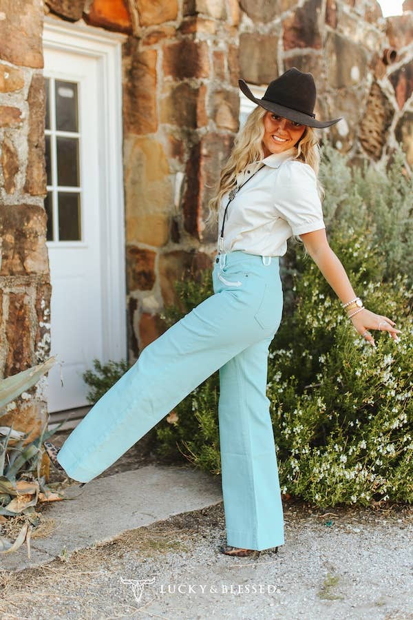 Mint Wide Leg Jeans (31in)