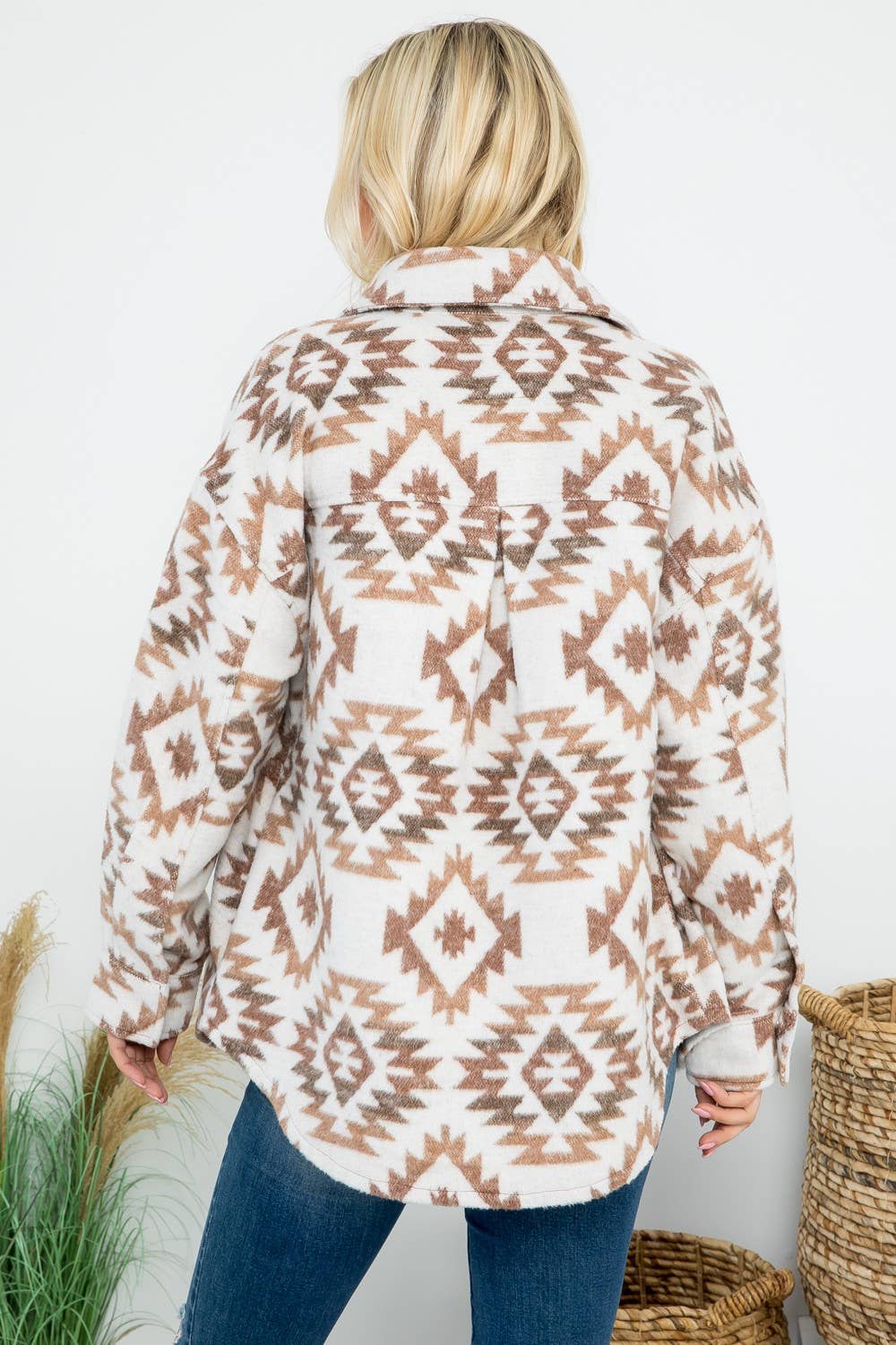 Wool Like Aztec Print Shacket