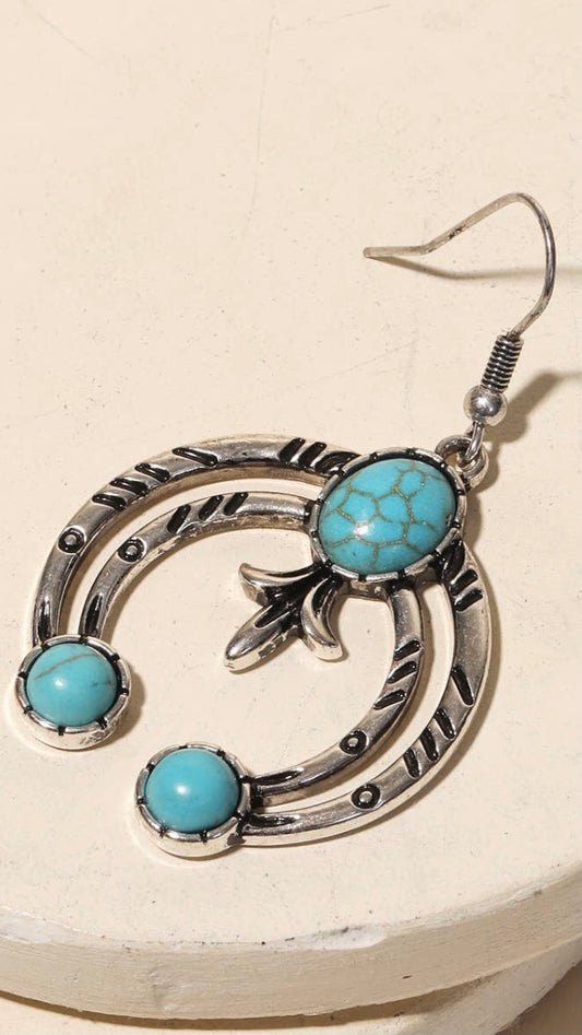 Turquoise Bead Arch Western Drop Earrings